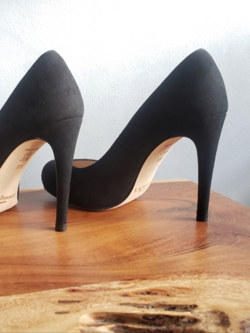 L.K. BENNETT, LONDON BLACK SUEDE HEELS SIZE, IT, 37.5